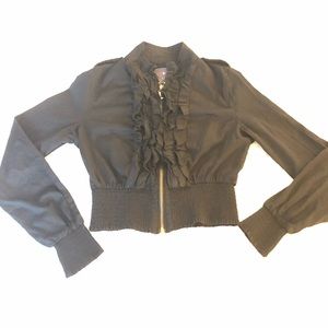 Cropped Black Ruffle Jacket